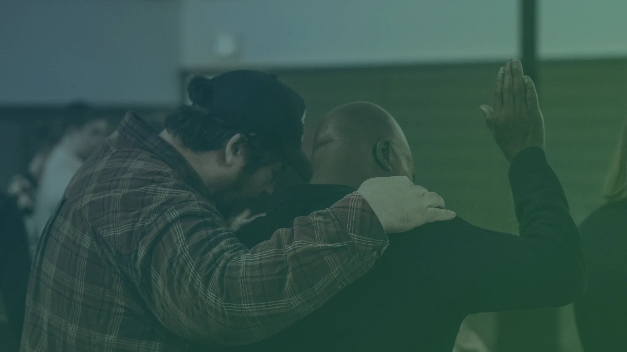 Woman seen from side in contemplative worship